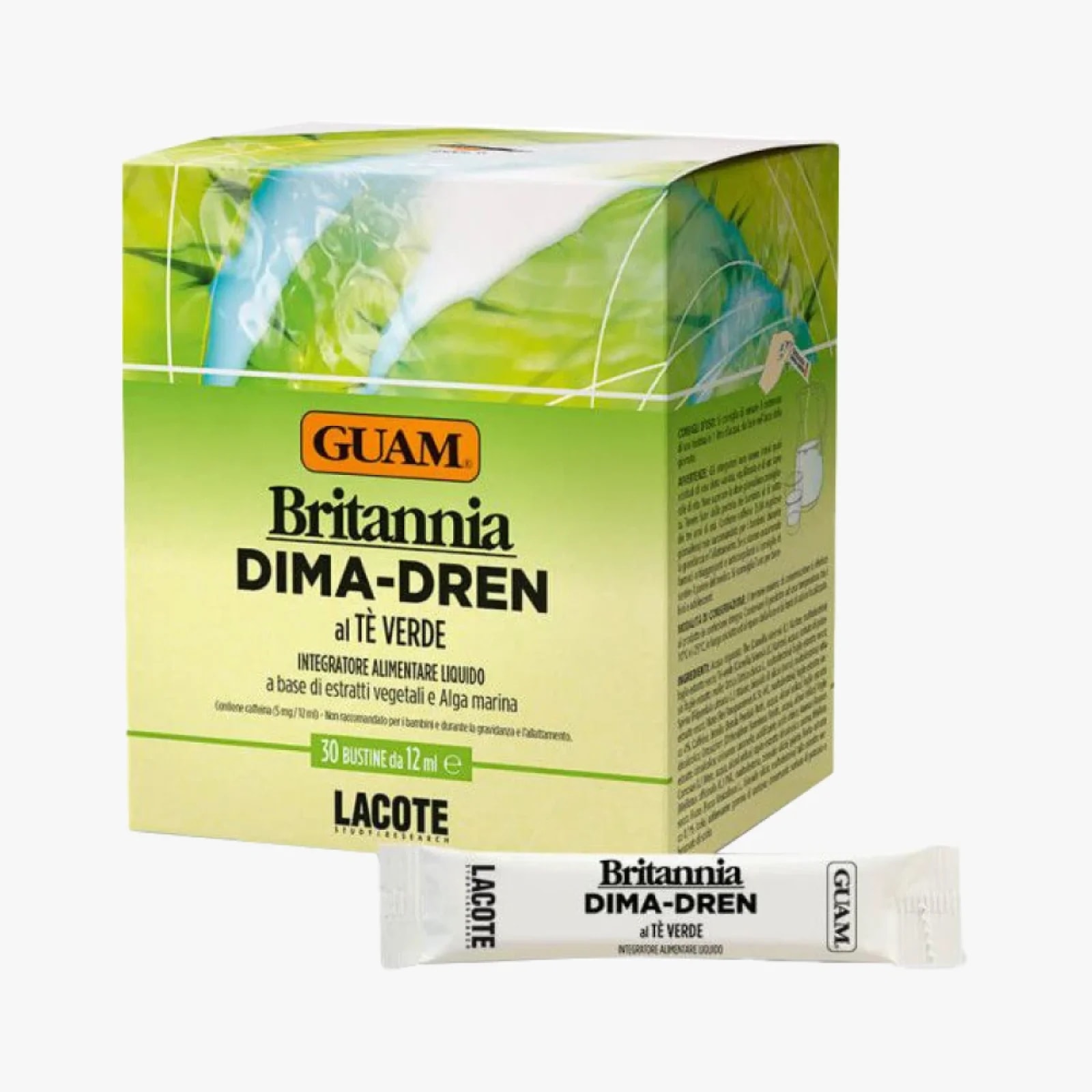 Odvodňující a hubnoucí nápoj Britannia dima-dren se zeleným čajem