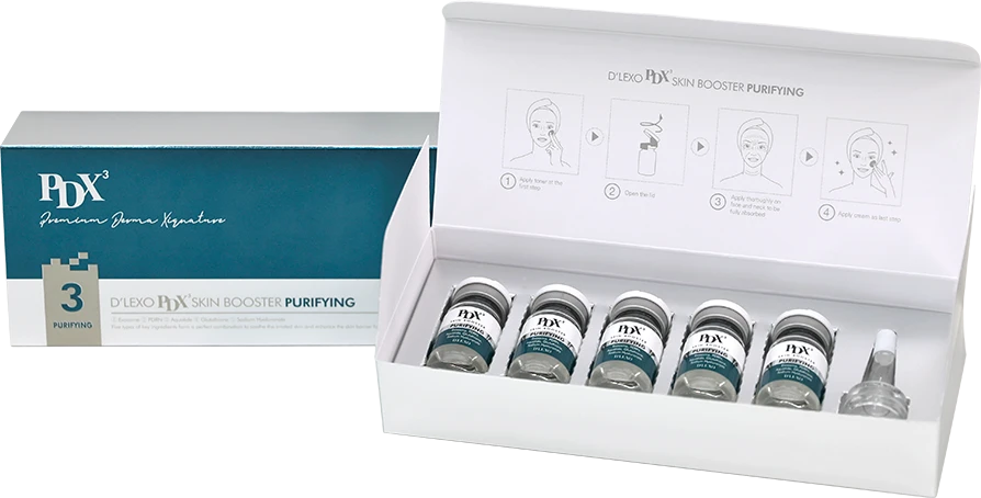D’LEXO PDX³ Skin Booster Purifying — balení s 5 ampulemi